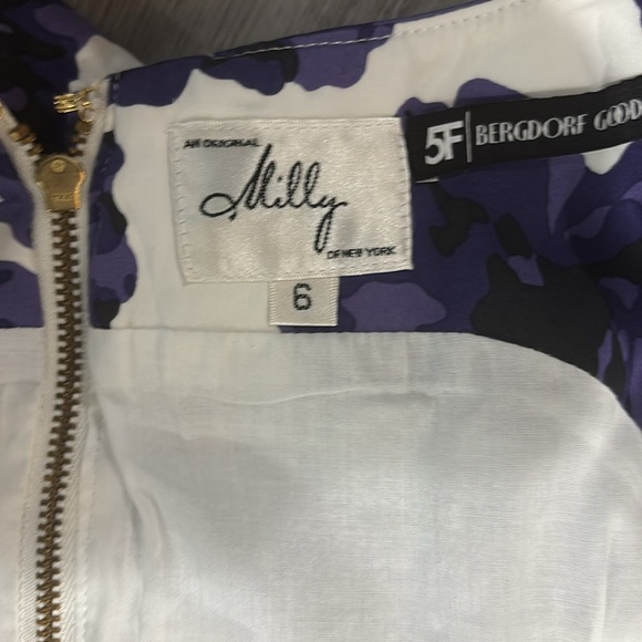 Milly Size 6 Cattrina Dress Purple Hydrangea Floral Print Sateen Sheath - Picture 11 of 11